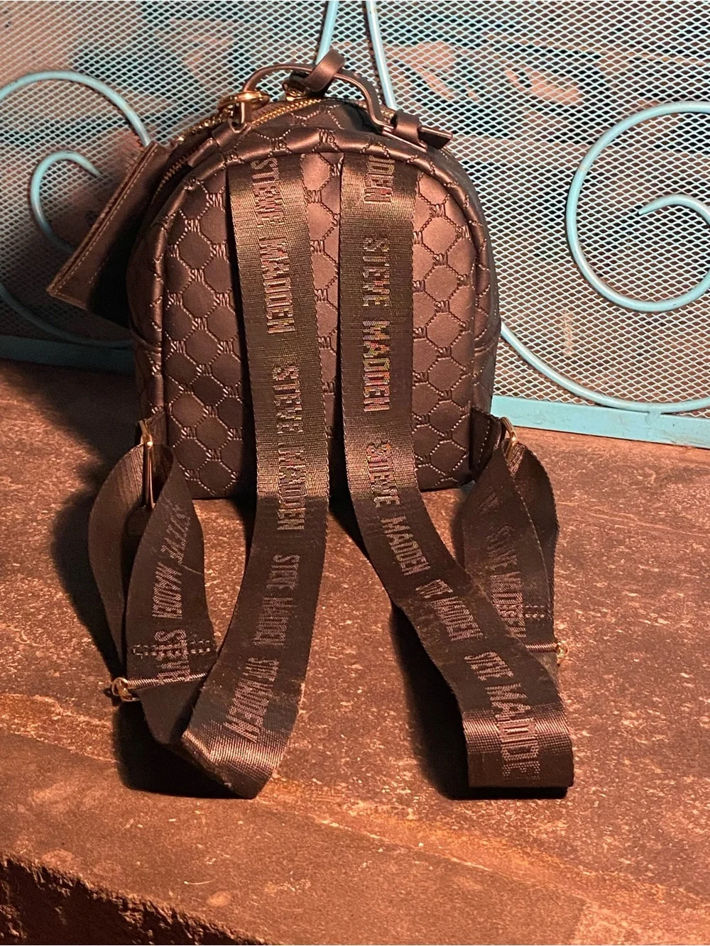NWOT Steve Madden small backpack,tassel logo keychain,credit card wallet,black